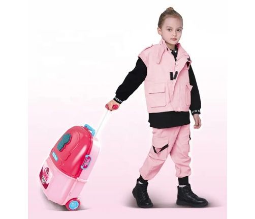 Bērnu virtuve Koferis 2in1 pink