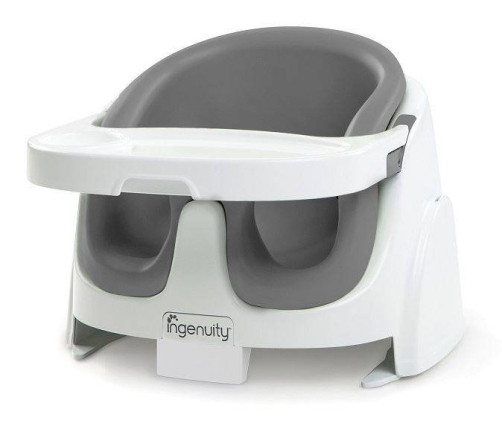 Bright Starts Baby Base 2in1 Ingenuity Grey Barošanas Krēsls-Busteris