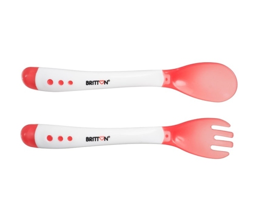 Britton Heat Sensing Feeding Fork & Spoon Термочувствительный набор ложечка+вилка для самостоятельного употребления