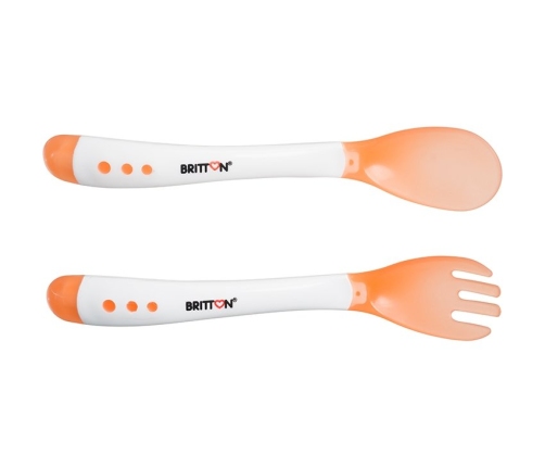 Britton Heat Sensing Feeding Fork & Spoon Termojūtīgas komplekts Karote+dakša