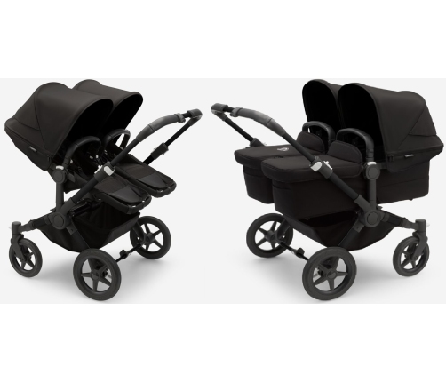 Bugaboo Donkey 5 TWIN Midnight black Black frame Dvīņu Ratiņi Transformeris 2in1