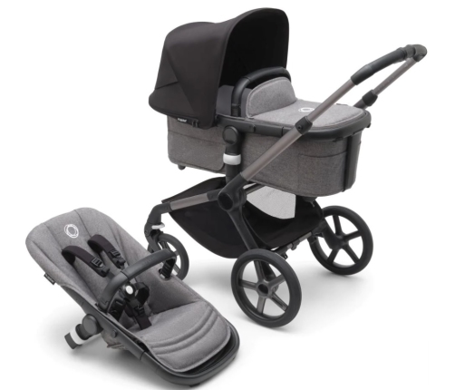 Bugaboo Fox 5 Grey Melange Детская Коляска 2в1 Графитовая рама + Kапюшон Midnight Black