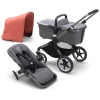 Bugaboo Fox 5 Grey Melange Bērnu Ratiņi 2in1 Grafīta rāmis + Jumts Sunrise Red