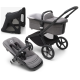 Bugaboo Fox 5 Grey Melange Bērnu Ratiņi 2in1 Melns rāmis + Jumts Breezy Midnight black