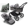 Bugaboo Fox 5 Grey Melange Bērnu Ratiņi 2in1 Melns rāmis + Jumts Breezy Pine Green