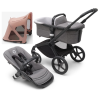 Bugaboo Fox 5 Grey Melange Bērnu Ratiņi 2in1 Melns rāmis + Jumts Breezy Sandy Pink