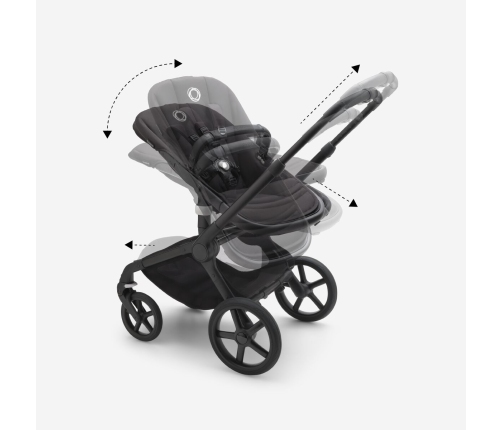 Bugaboo Fox 5 Grey Melange Детская Коляска 2в1 Черная рама + Крыша Breezy Seaside blue