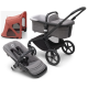 Bugaboo Fox 5 Grey Melange Bērnu Ratiņi 2in1 Melns rāmis + Jumts Breezy Sunrise Red