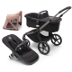 Bugaboo Fox 5 Midnight black Bērnu Ratiņi 2in1 Grafīta rāmis + Jumts Breezy V2 Sandy Pink