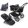 Bugaboo Fox 5 Midnight black Bērnu Ratiņi 2in1 Grafīta rāmis + Jumts Breezy V2 Seaside Blue