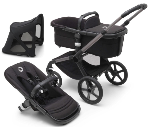 Bugaboo Fox 5 Midnight black Bērnu Ratiņi 2in1 Grafīta rāmis + Melns jumts Breezy V2