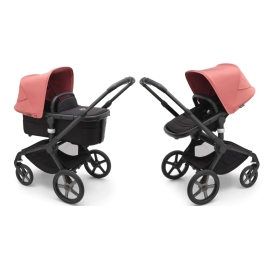 Bugaboo Fox 5 Midnight black Bērnu Ratiņi 2in1 Melns rāmis + Jumts Sunrise Red