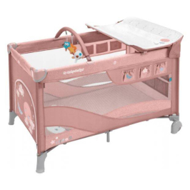 Ceļojumu gultiņa manēža Baby Design DREAM Pink 08 (2 līmeņi)