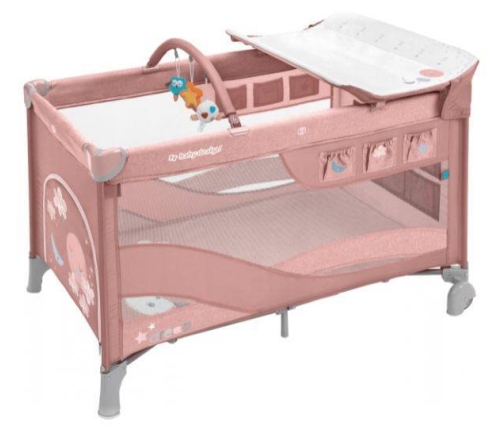 Ceļojumu gultiņa manēža Baby Design DREAM Pink 08 (2 līmeņi)