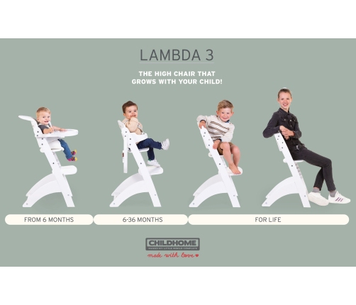 CHILDHOME Lambda 3 White Стульчик для кормления Трансформер