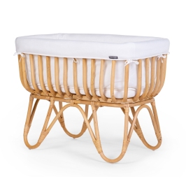 Childhome Rattan Rectangular White Natural Bērnu Šūpulis Pīts