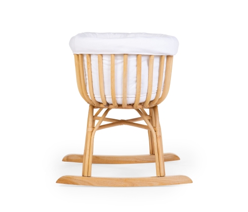 Childhome Rattan Rocking White Natural Bērnu Šūpulis ar sliedēm Pīts