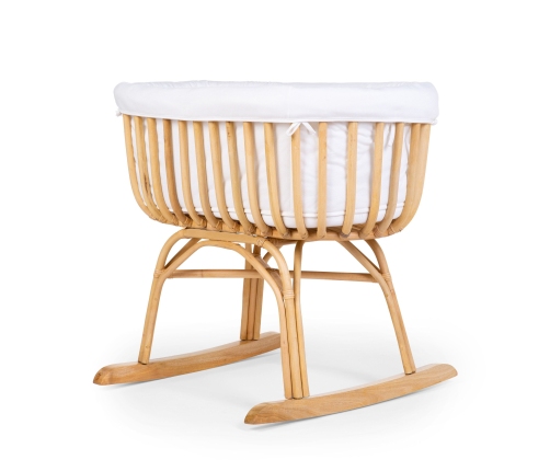 Childhome Rattan Rocking White Natural Bērnu Šūpulis ar sliedēm Pīts