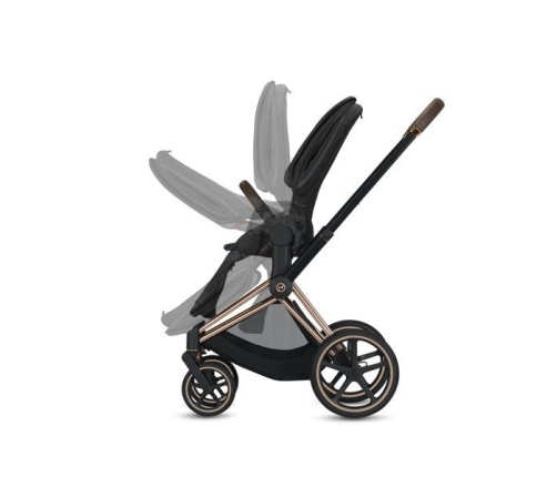 Cybex e-Priam Dark Navy Eco/ Conscious Chrome brown frame Pastaigu Ratiņi