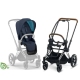 Cybex e-Priam Dark Navy Eco/ Conscious Chrome brown frame Pastaigu Ratiņi