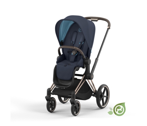 Cybex e-Priam Dark Navy Eco/ Conscious Rosegold frame Pastaigu Ratiņi