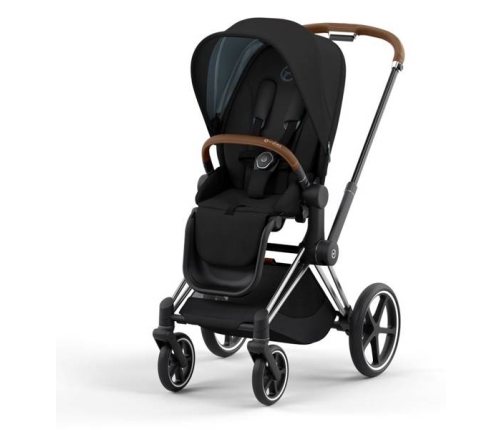 Cybex e-Priam Deep Black Chrome brown frame Детская Коляска 4 в 1