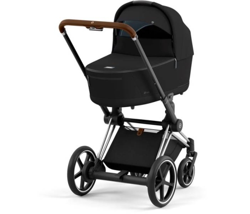 Cybex e-Priam Deep Black Chrome brown frame Коляска с Люлькой