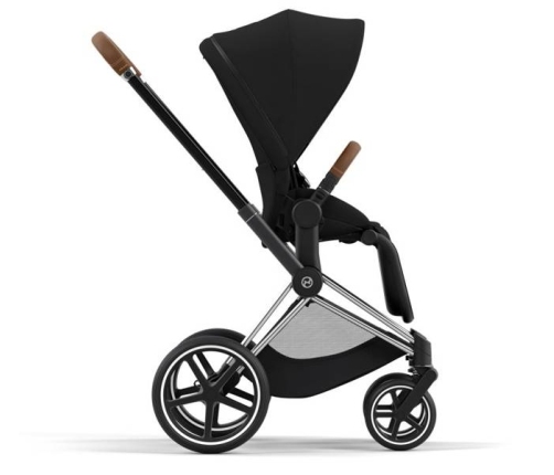 Cybex e-Priam Deep Black Chrome brown frame Pastaigu Ratiņi