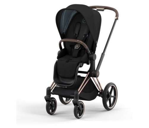 Cybex e-Priam Deep Black Rosegold frame Pastaigu Ratiņi