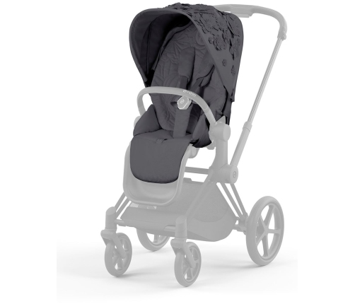 Cybex e-Priam Dream Grey Simply Flowers Chrome black frame Pastaigu Ratiņi