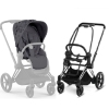 Cybex e-Priam Dream Grey Simply Flowers Chrome black frame Pastaigu Ratiņi