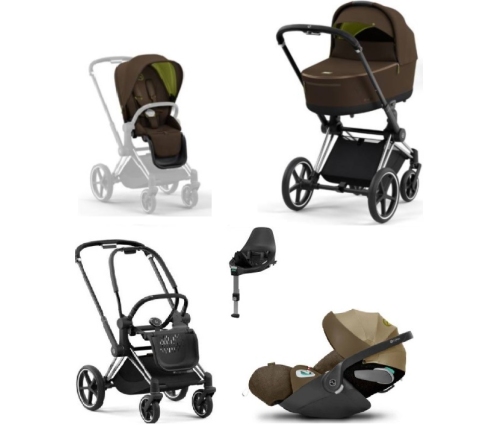 Cybex e-Priam Khaki Brown Chrome black frame Bērnu Ratiņi 4in1