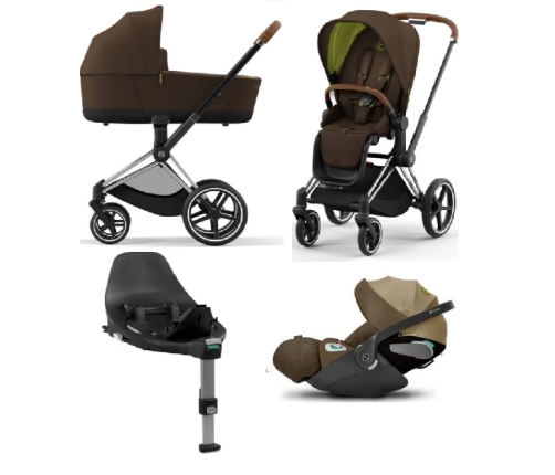 Cybex e-Priam Khaki Brown Chrome brown frame Bērnu Ratiņi 4in1