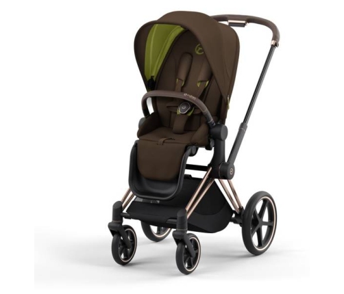 Cybex e-Priam Khaki Brown Rosegold frame Pastaigu Ratiņi