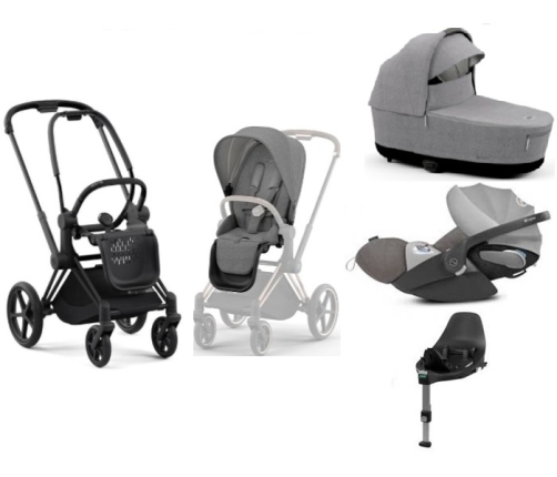 Cybex e-Priam Manhattan Grey Plus Matt black frame Bērnu Ratiņi 4in1