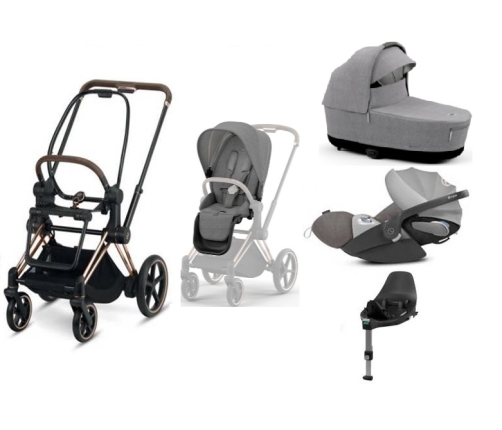 Cybex e-Priam Manhattan Grey Plus Rosegold frame Bērnu Ratiņi 4in1