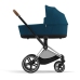 Cybex e-Priam Mountain Blue Chrome brown frame Bērnu Ratiņi 4in1