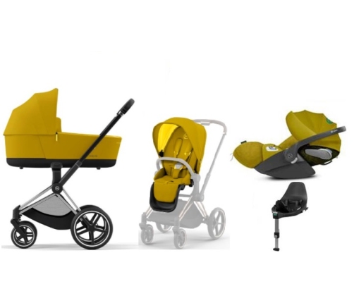 Cybex e-Priam Mustard Yellow Chrome black frame Детская Коляска 4 в 1