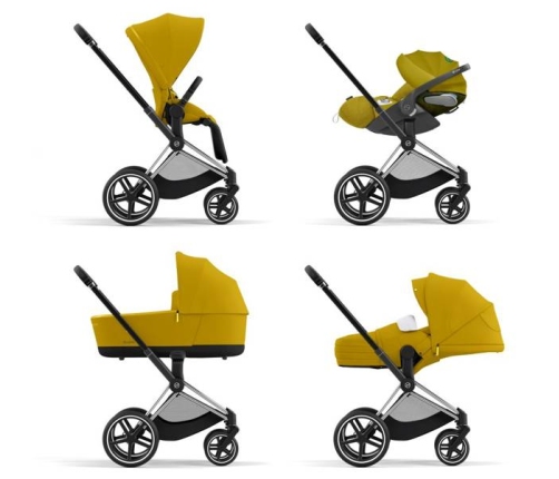 Cybex e-Priam Mustard Yellow Chrome black frame Bērnu Ratiņi 4in1