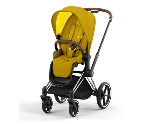 Cybex e-Priam Mustard Yellow Chrome brown frame Bērnu Ratiņi 4in1