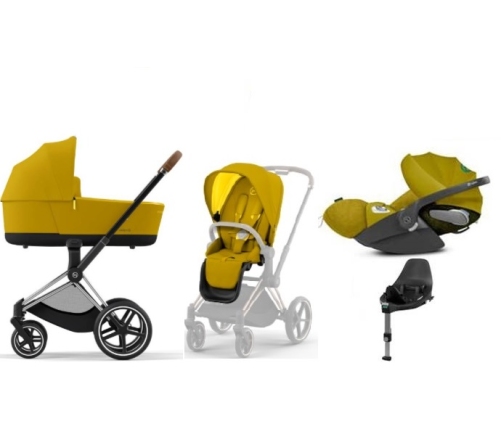 Cybex e-Priam Mustard Yellow Chrome brown frame Bērnu Ratiņi 4in1