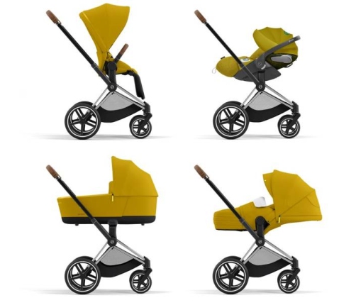 Cybex e-Priam Mustard Yellow Chrome brown frame Bērnu Ratiņi 4in1