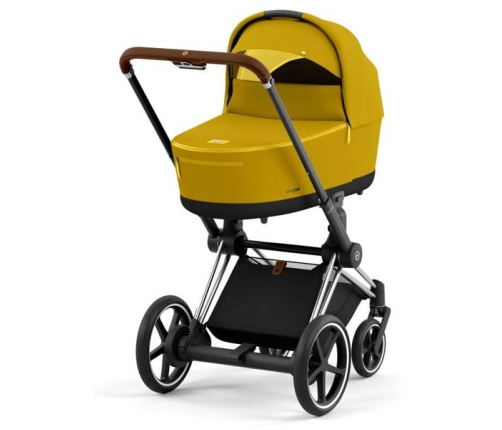 Cybex e-Priam Mustard Yellow Chrome brown frame Коляска с Люлькой