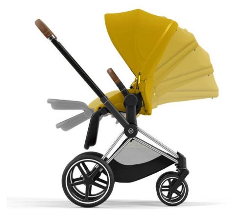 Cybex e-Priam Mustard Yellow Chrome brown frame Прогулочная Коляска