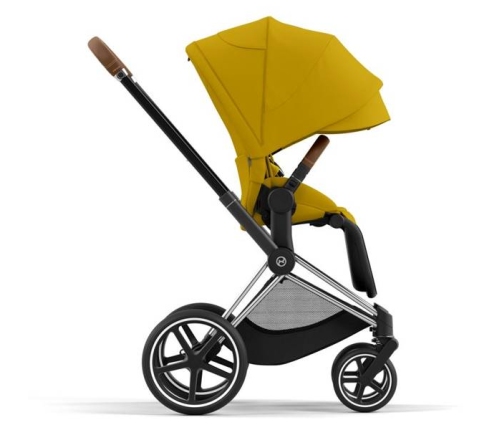 Cybex e-Priam Mustard Yellow Chrome brown frame Прогулочная Коляска