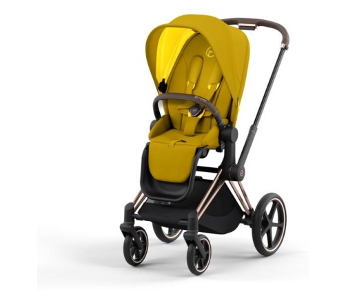 Cybex e-Priam Mustard Yellow Rosegold frame Pastaigu Ratiņi