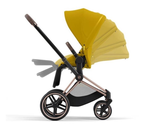 Cybex e-Priam Mustard Yellow Rosegold frame Pastaigu Ratiņi