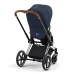 Cybex e-Priam Nautical Blue Chrome brown frame Pastaigu Ratiņi