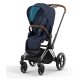 Cybex e-Priam Nautical Blue Chrome brown frame Pastaigu Ratiņi