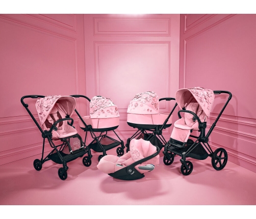 Cybex e-Priam Pale Blush Simply Flowers Chrome black frame Прогулочная Коляска